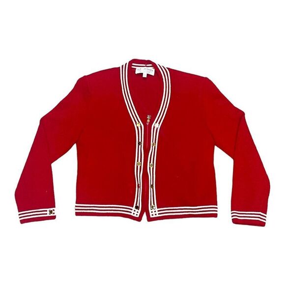 St John jacket knit red white Trim suit blazer size 6 Small Jacket Formal - Picture 2 of 5